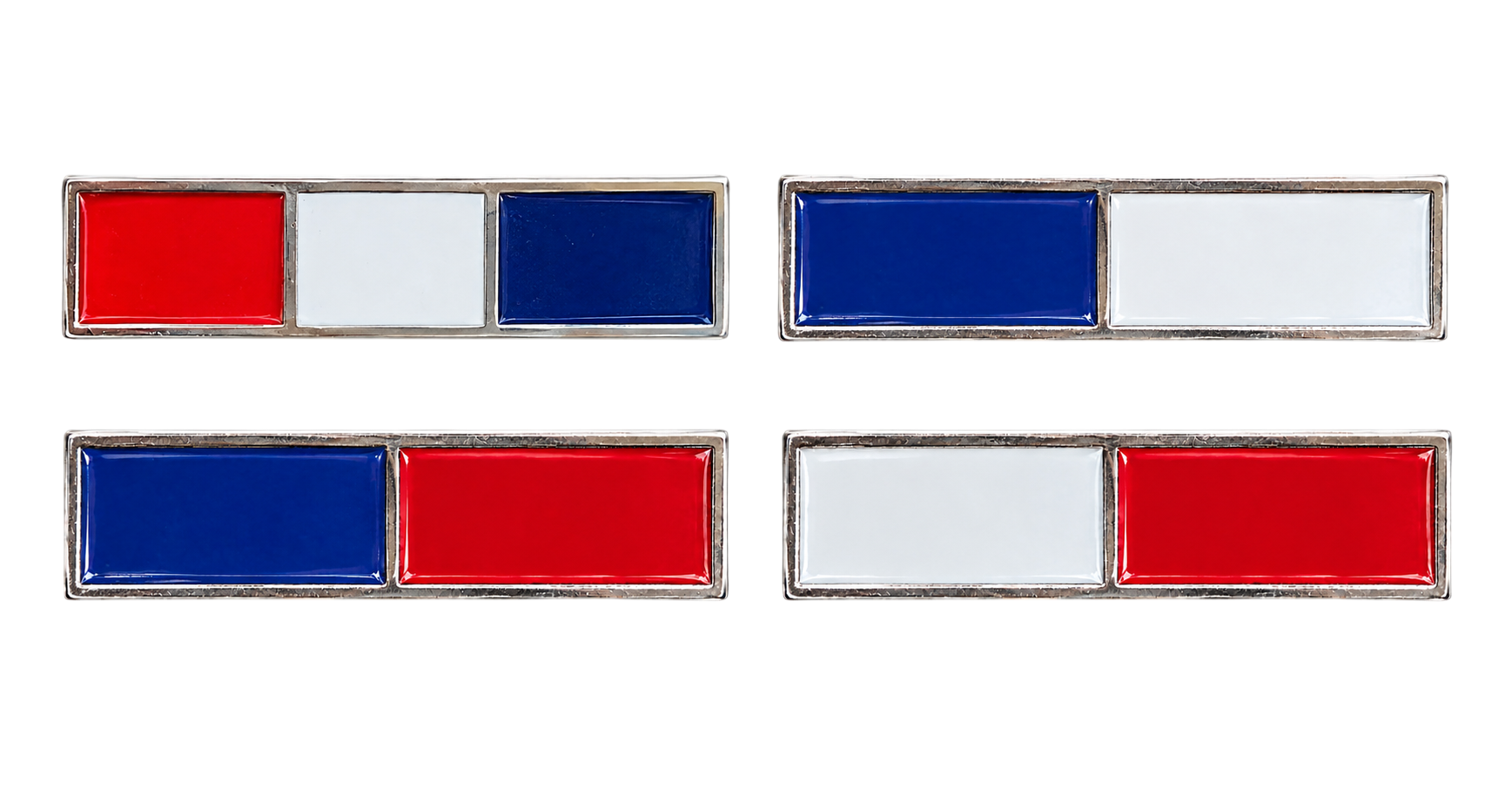 Barras (piochas) tricolor rojo, blanco y azul para uniforme de gala de bomberos