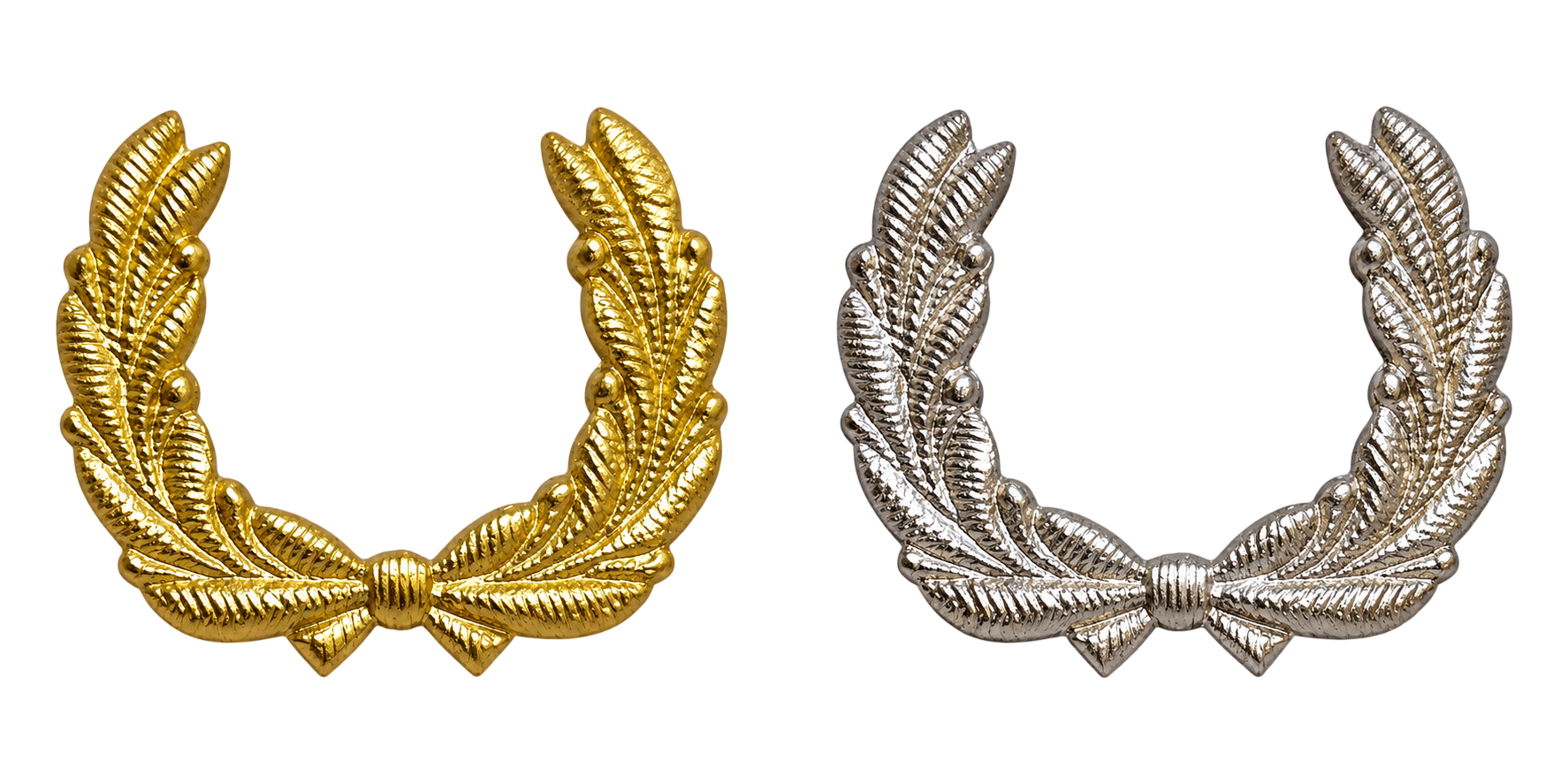 Laurel de cuello dorado y plateado para uniforme de gala de bombero