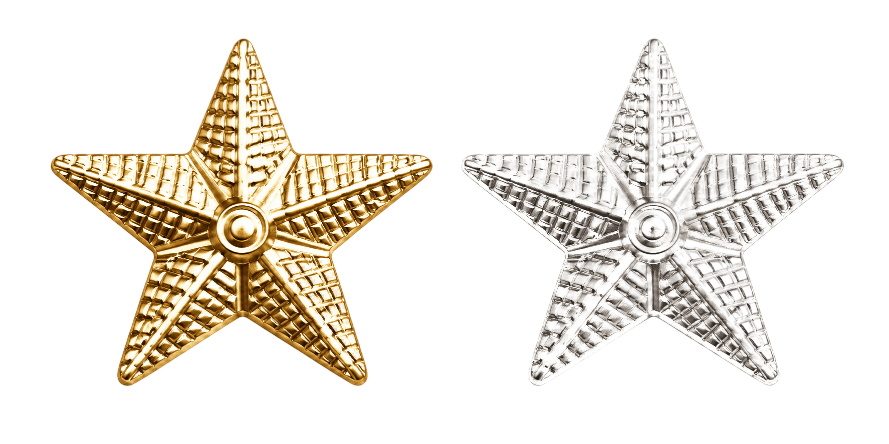Estrellas doradas y plateadas para uniforme de gala de bombero