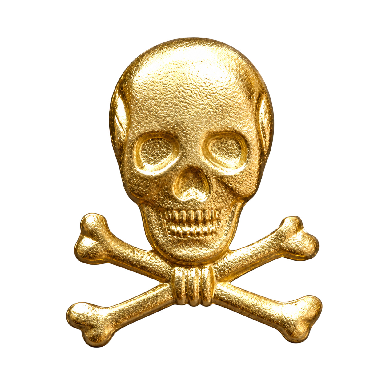 Calavera dorada con tibias cruzadas para gorra de bombero