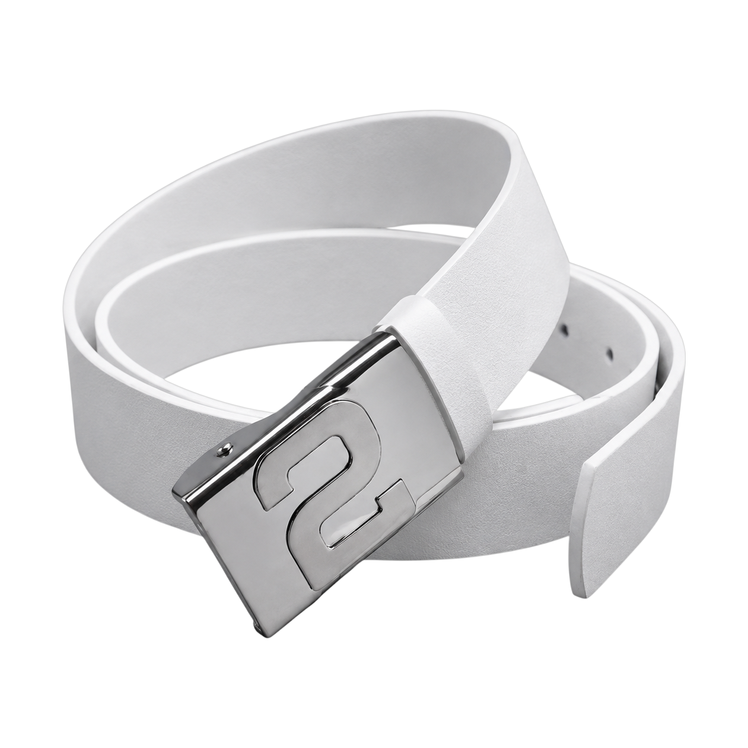 Cinturón de gala para bombero en PVC blanco con hebilla plateada con número 2