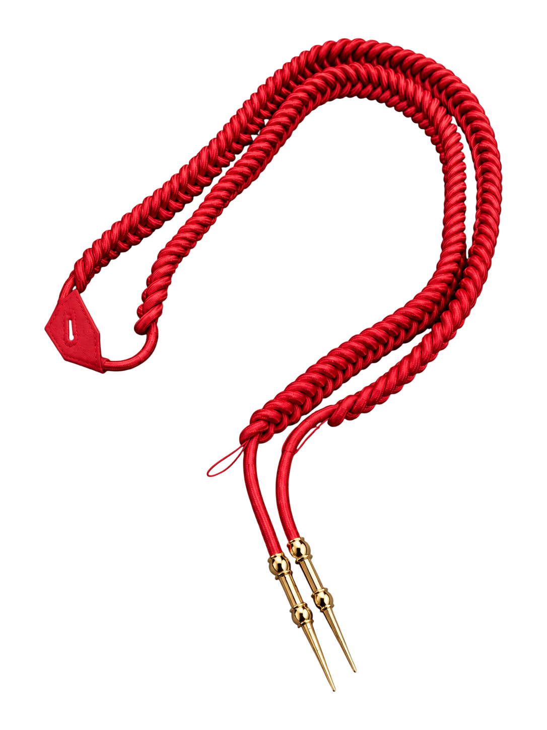 Cordón de ayudante para bombero rojo con puntas metálicas