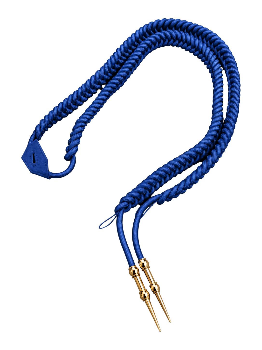 Cordón de ayudante para bombero azul con puntas metálicas