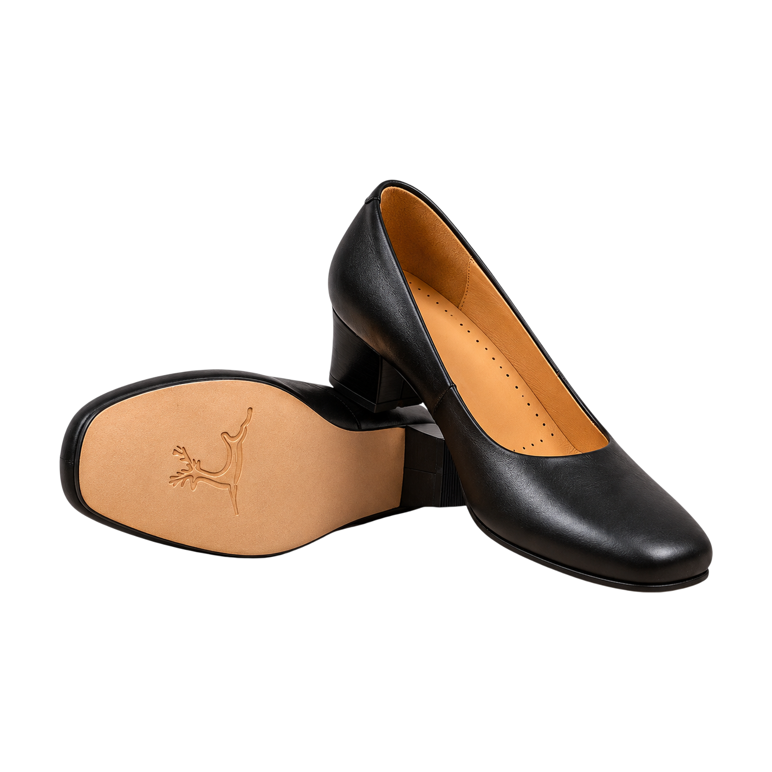 Zapato de cuero negro de vestir para uniforme de gala de bombera, mujer