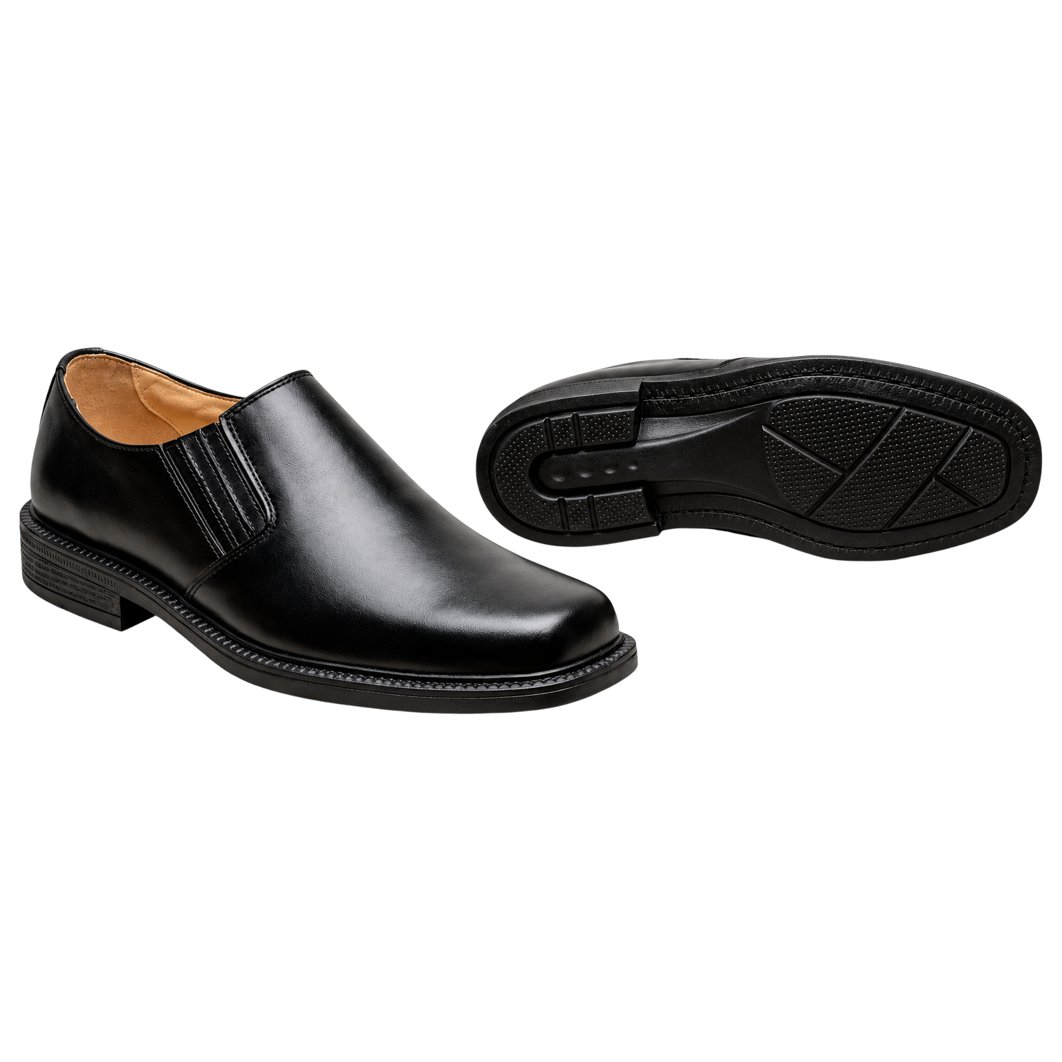 Zapato de cuero negro de vestir con elástico lateral para uniforme de gala de bombero